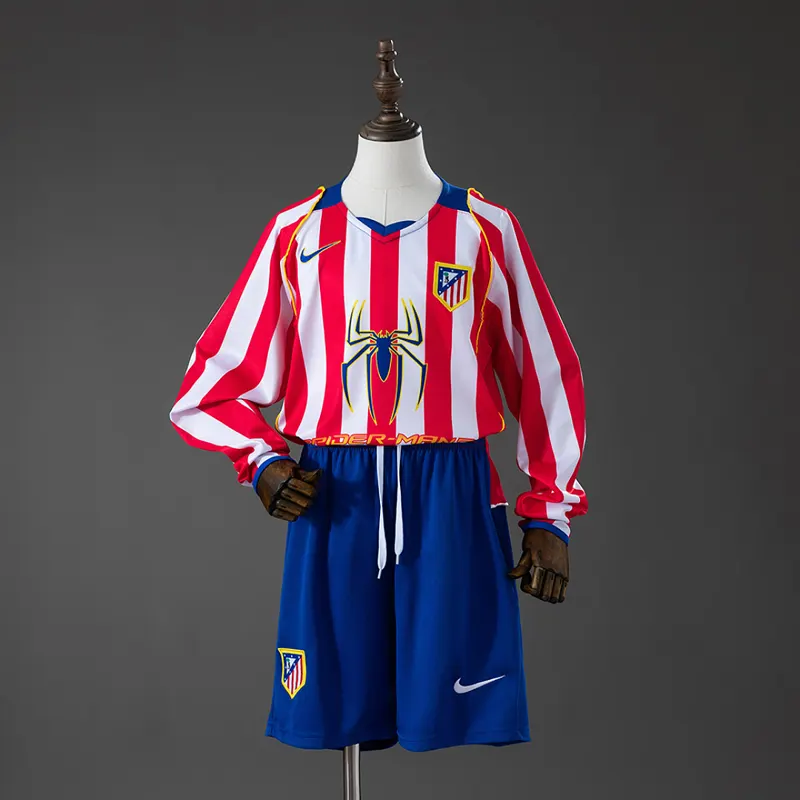 Atletico Madrid Kinder Heim-Trikotset Langarm 2004/05