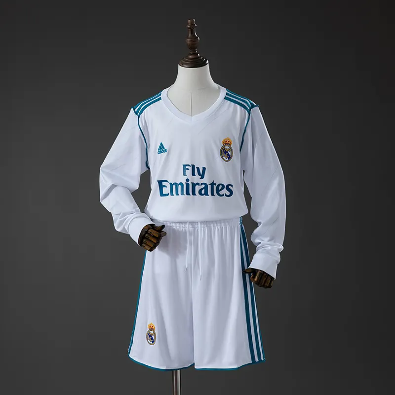 Real Madrid Kids Home Long Sleeve Kit 2017/18 &mdash; front view