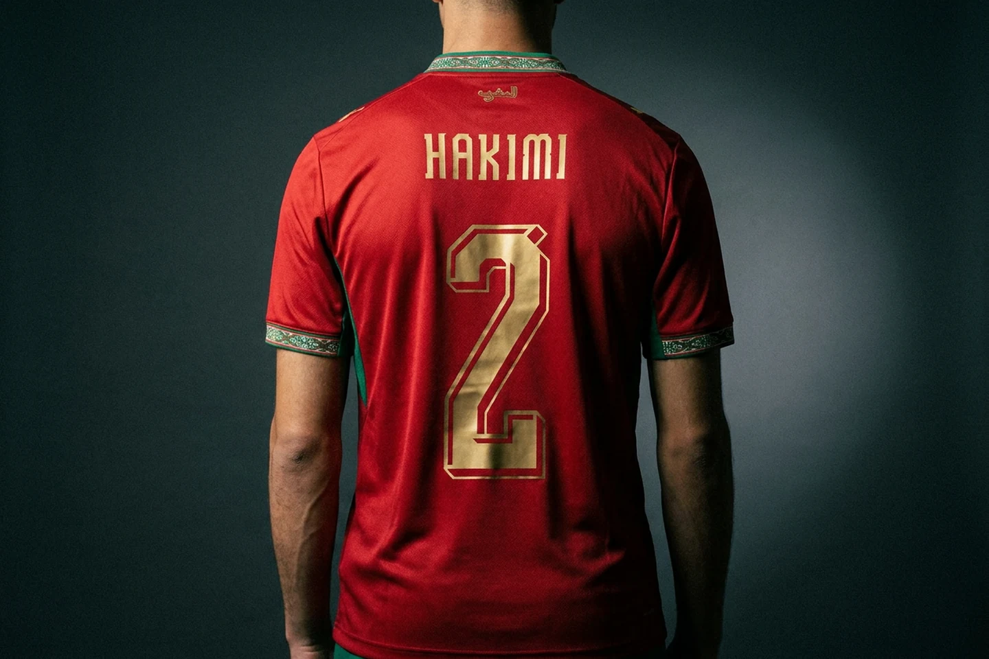 Achraf Hakimi shirt with printed name and number, back view