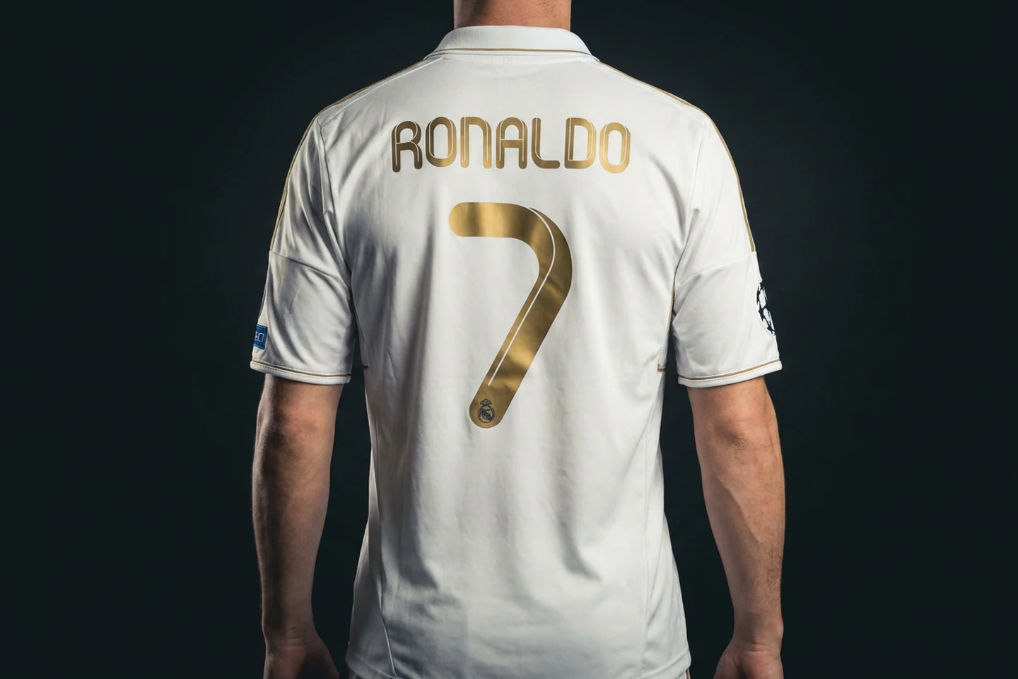Cristiano Ronaldo shirt with printed name and number, back view