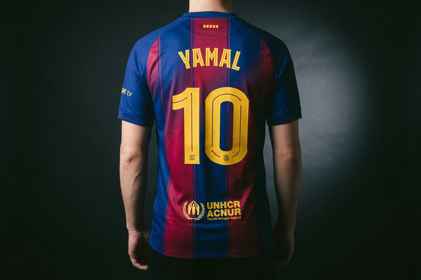 Lamine Yamal shirt with printed name and number, back view