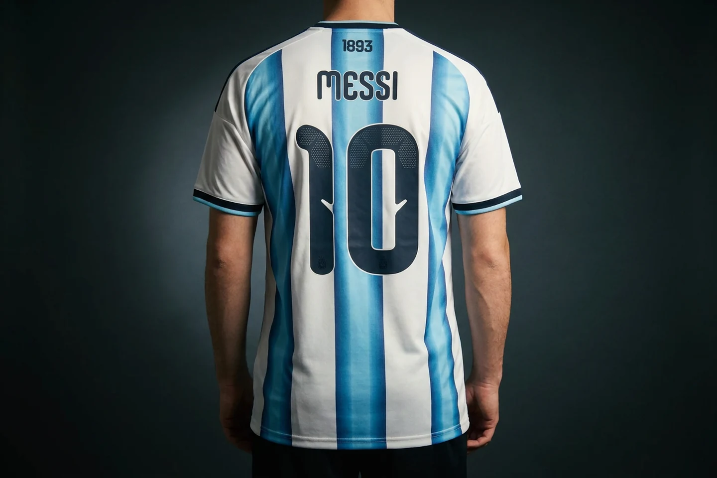 Lionel Messi shirt with printed name and number, back view