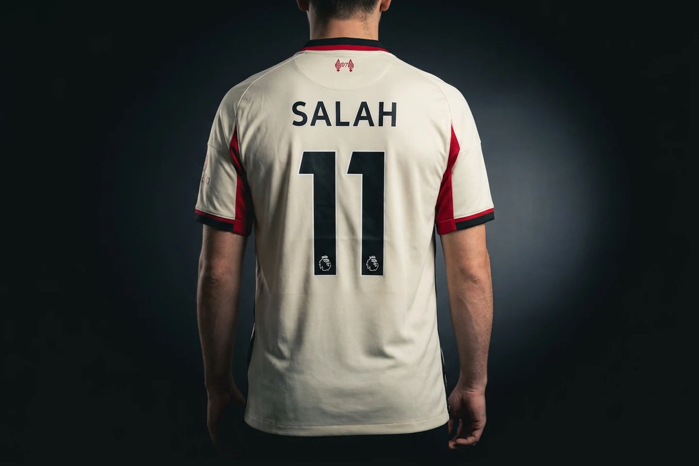 Mohamed Salah shirt with printed name and number, back view